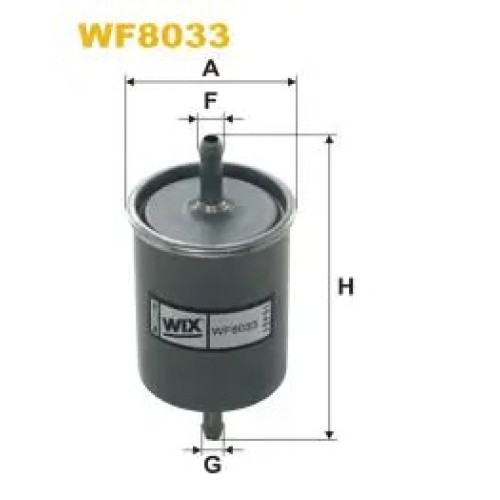Фільтр бензиновий на шланг під хомут, універсальний інжекторний WF8033 WIX