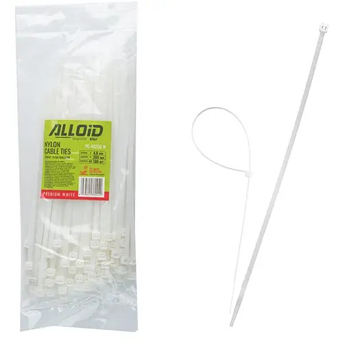 Хомут пластиковий Alloid 4.8 х 200 (100 шт) білий (PC-48200 W)