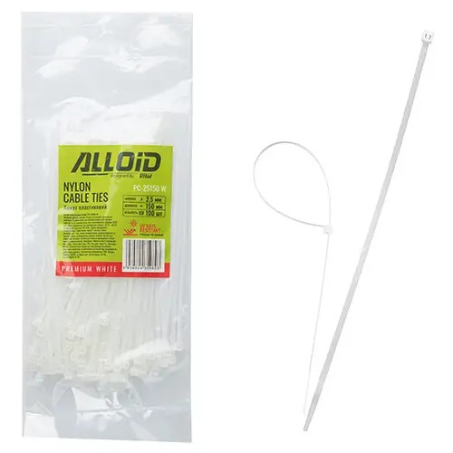 Хомут пластиковий Alloid 2.5 х 150 (100 шт) білий (PC-25150 W)