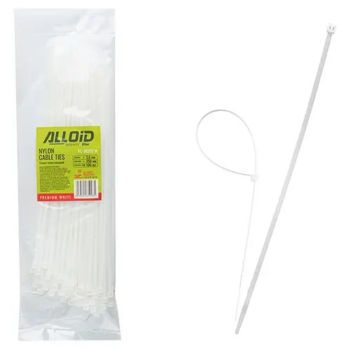 Хомут пластиковий Alloid 3.6 х 250 (100 шт) білий (PC-36250 W)