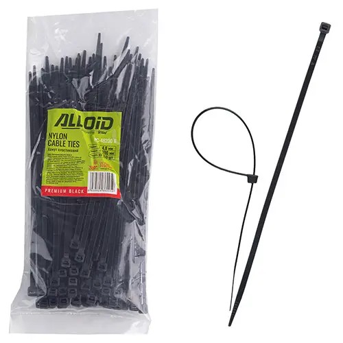 Хомут пластиковий Alloid 4.8 х 200 (100 шт) чорний (PC-48200 B)