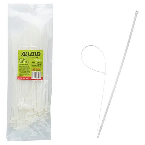Хомут пластиковий Alloid 4.8 х 250 (100 шт) білий (PC-48250 W)