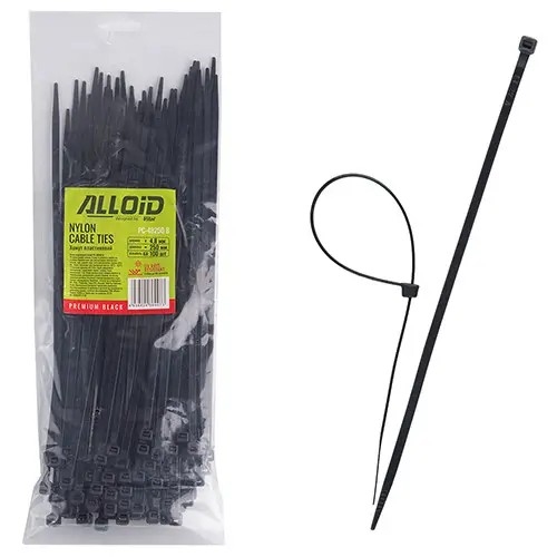 Хомут пластиковий Alloid 4.8 х 250 (100 шт) чорний (PC-48250 B)