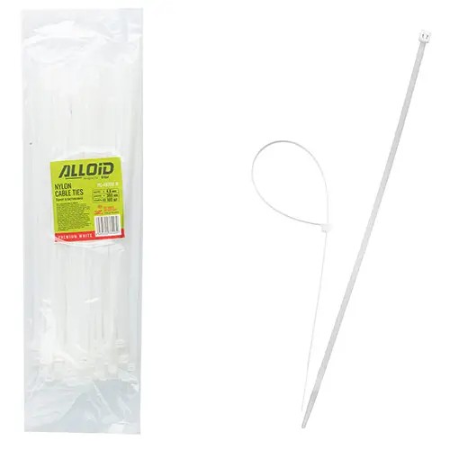 Хомут пластиковий Alloid 4.8 х 300 (100 шт) білий (PC-48300 W)