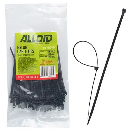 Хомут пластиковий Alloid 2.5 х 100 (100 шт) чорний (PC-25100 B)