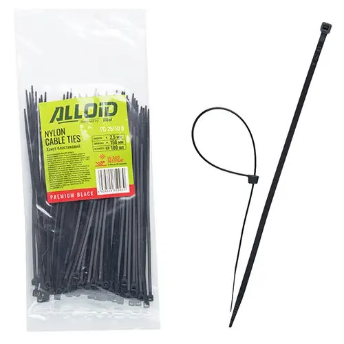 Хомут пластиковий Alloid 2.5 х 150 (100 шт) чорний (PC-25150 B)