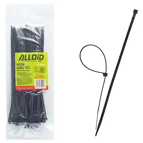 Хомут пластиковий Alloid 2.5 х 200 (100 шт) чорний (PC-25200 B)